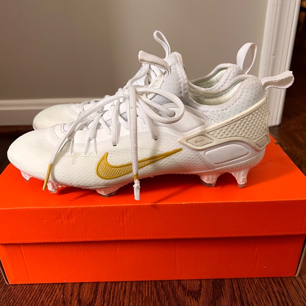 Nike Huarache 9 Elite Low Lax White and Gold